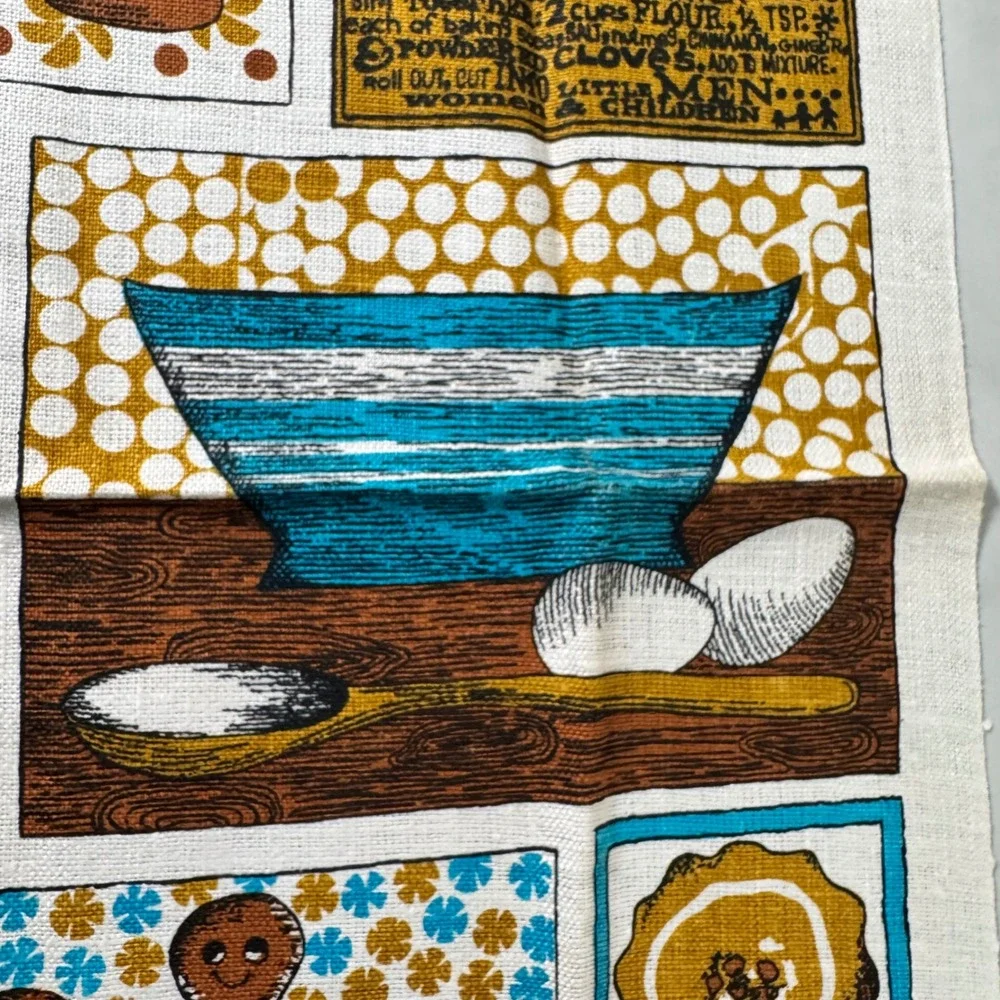 Sandy Parsons Vintage Gingerbread Tea Towel Baking Retro Kitchen Cookies Kitschy